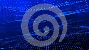 Technology background. Abstract digital particle wave. Futuristic dotted wave. Network connection structure. 3D