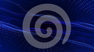 Technology background. Abstract digital particle wave. Futuristic dotted wave. Network connection structure. 3D