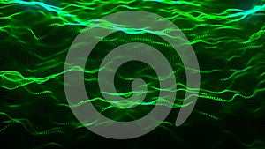 Technology background. Abstract digital particle wave. Futuristic dotted wave. Network connection structure. 3D