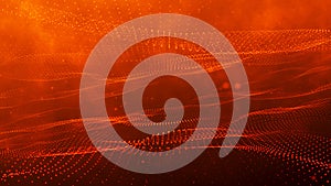 Technology background. Abstract digital particle wave. Futuristic dotted wave. Network connection structure. 3D