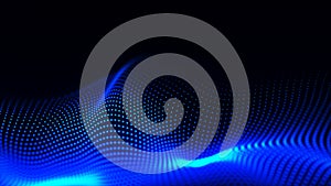 Technology background. Abstract digital particle wave. Futuristic dotted wave. Network connection structure. 3D