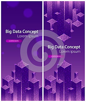 Technology background. Big data concept. Binary computer code.  Vector illustration