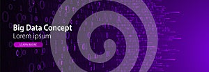 Technology background. Big data concept. Binary computer code.  Vector illustration