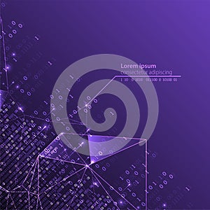 Technology background. Big data concept. Binary computer code.  Vector illustration