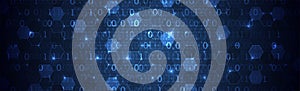 Technology background. Big data concept. Binary computer code.  Vector illustration