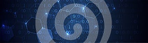 Technology background. Big data concept. Binary computer code.  Vector illustration