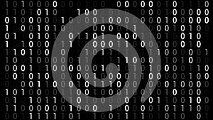 Technology background binary code on black exploring science of digital communication and encryption for cyber security and data
