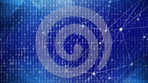 Code binary connected technology background and programming for online protection and data privacy with encryption and network