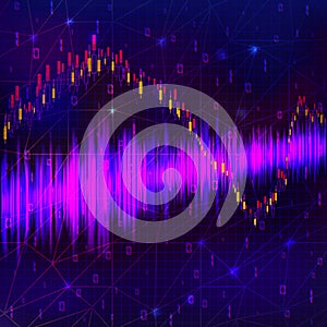 Technology background. Blue glowing data flow as binary numbers.