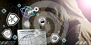 Technology background. Digital data intrusion prevention concepts from hackers and online cybersecurity breaches. data breach photo