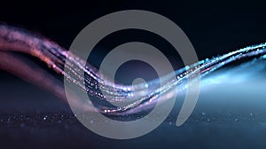 Technology background showing abstract data flow light particles