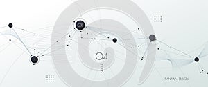 Vector illustration molecule, Network Connection. Element of geometric shape, wave line, dot, on white background