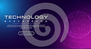 Technology banner line link world sphere, pink blue background concept with light effects