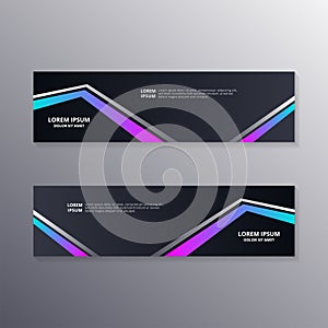 Technology banner template, Abstract Dark Neon Background suitable for web header, footer, advertising