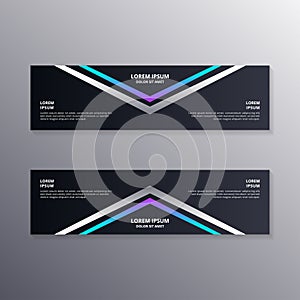 Technology banner template, Abstract Dark Neon Background suitable for web header, footer, advertising