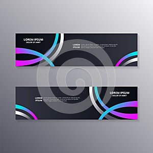 Technology banner template, Abstract Dark Neon Background suitable for web header, footer, advertising