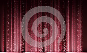Technology Binary abstract background, matrix style, red color, falling numbers. Digital binary data flow dust on screen