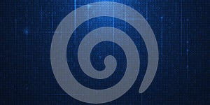 Vector Illustration design. Blue matrix binary datum code, grid pixel pattern background.
