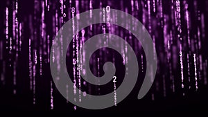 Technology binary code. Random falling digits on screen. Hacked software. Matrix sciense background. Big data analytics. 3D