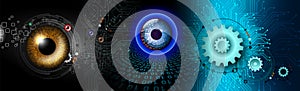 Technology binary eye. electronic eye futuristic world technology background, Illustration business digital technology concept.