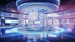 technology blurred futuristic interior