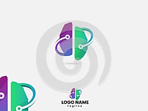 Technology brain vector art. Business.Tech Brain logo. Human. Hospital. Gradient. Premium. Brain idea logo. Computer. Finance