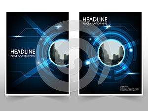 Technology Business Brochure Leaflet Flyer annual report template design, book cover layout design, abstract business presentation