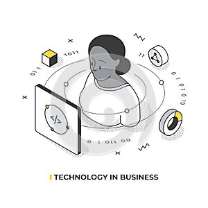 Technology in Business Isometric Illustration