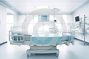 Technology care interior modern medical clinical bed room equipment emergency health medicine hospital