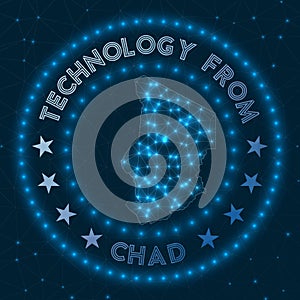 Technology From Chad. Futuristic geometric badge.