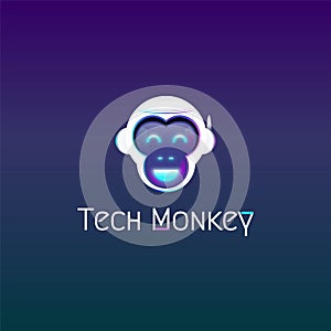 Technology character logo icon robot monkey illustration modern animal element desigh