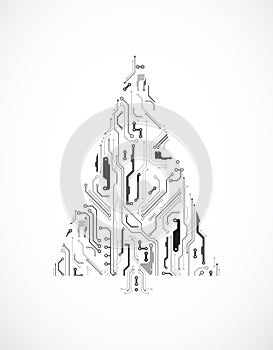 Technology christmas tree from digital electronic circuit.