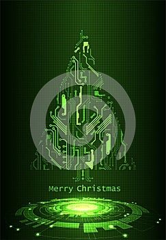 Technology christmas tree from digital electronic circuit.