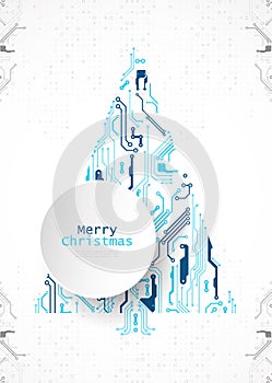 Technology christmas tree from digital electronic circuit.