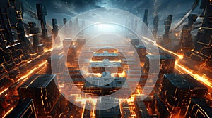 technology circuitry eruption explosion