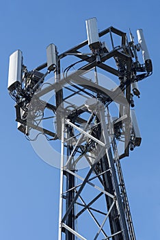 Technology: Close up of a mobile phone relay mast, tower. Telecommunication. 3