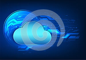Technology cloud with technology circuit board The concept of sending data into the cloud system is a technology for storing