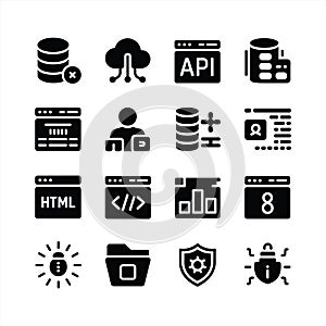 Technology, Cloud Computing and Security Solid Icons Set