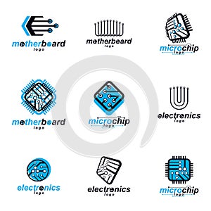 Technology communication cybernetic elements collection. Vector