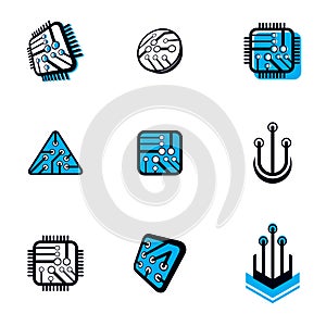 Technology communication cybernetic elements collection. Vector