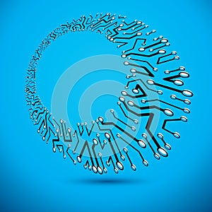 Technology communication round c`element. Vector abstract illustration of circuit board