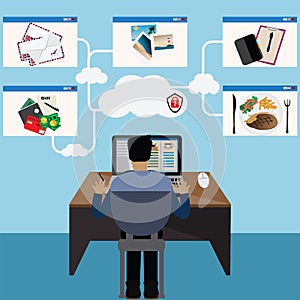 Technology concept,Cloud computing and information from big data