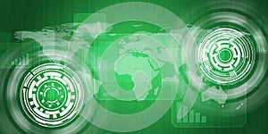 Technology concept consits of world map, graphs