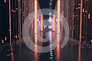 Technology concept of data flow. Data collecting and sorting in digital abstraction. Generated AI.