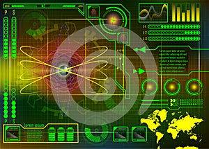 Technology Concept With Hud, Gui Design Elements. Atom Head-up D