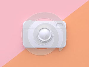 Technology concept white abstract camera minimal pink orange tilted background 3d render