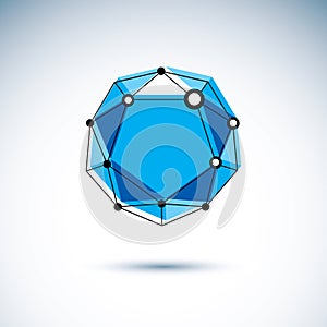 Technology conceptual logo. Abstract 3D polygonal wireframe object.