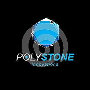 Technology conceptual logo. 3D engineering vector, abstract poly