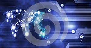 Technology Innovation Computer Data earth globe connected Future Business Background red