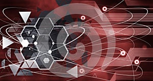 Technology Innovation Computer Data Future Business conection Background red